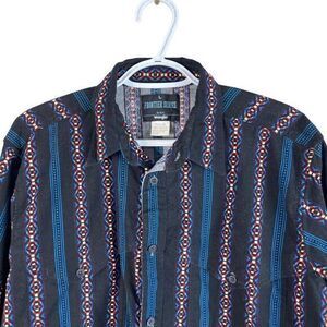 Vintage Wrangler Frontier Series Aztec Southwest Western‎ Shirt Mens L Black L/S